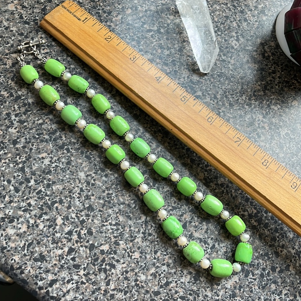 NWOT pearls, sterling Bali beads Turquoise necklace